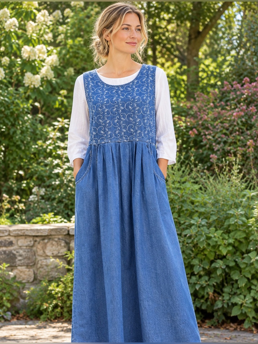 Vintage Erika & Co Denim Midi Jumper Dress
